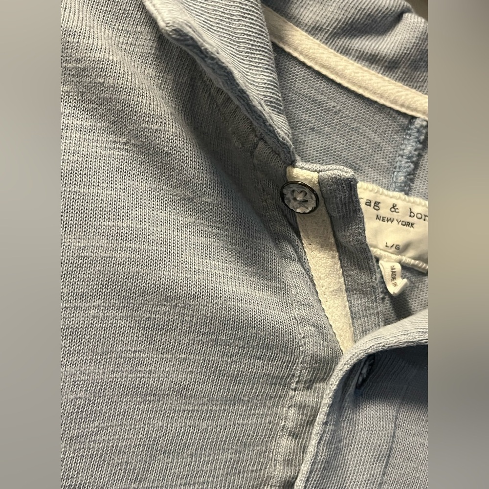 Rag & Bone Short Sleeve Polo Light Blue Cotton Men's Size Large - Picture 4 of 7